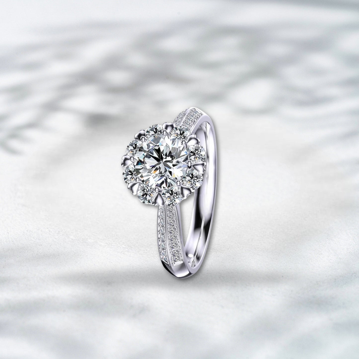 QOB Hello Halo Ring | 2.05ct Lab Diamond in 18K White Gold