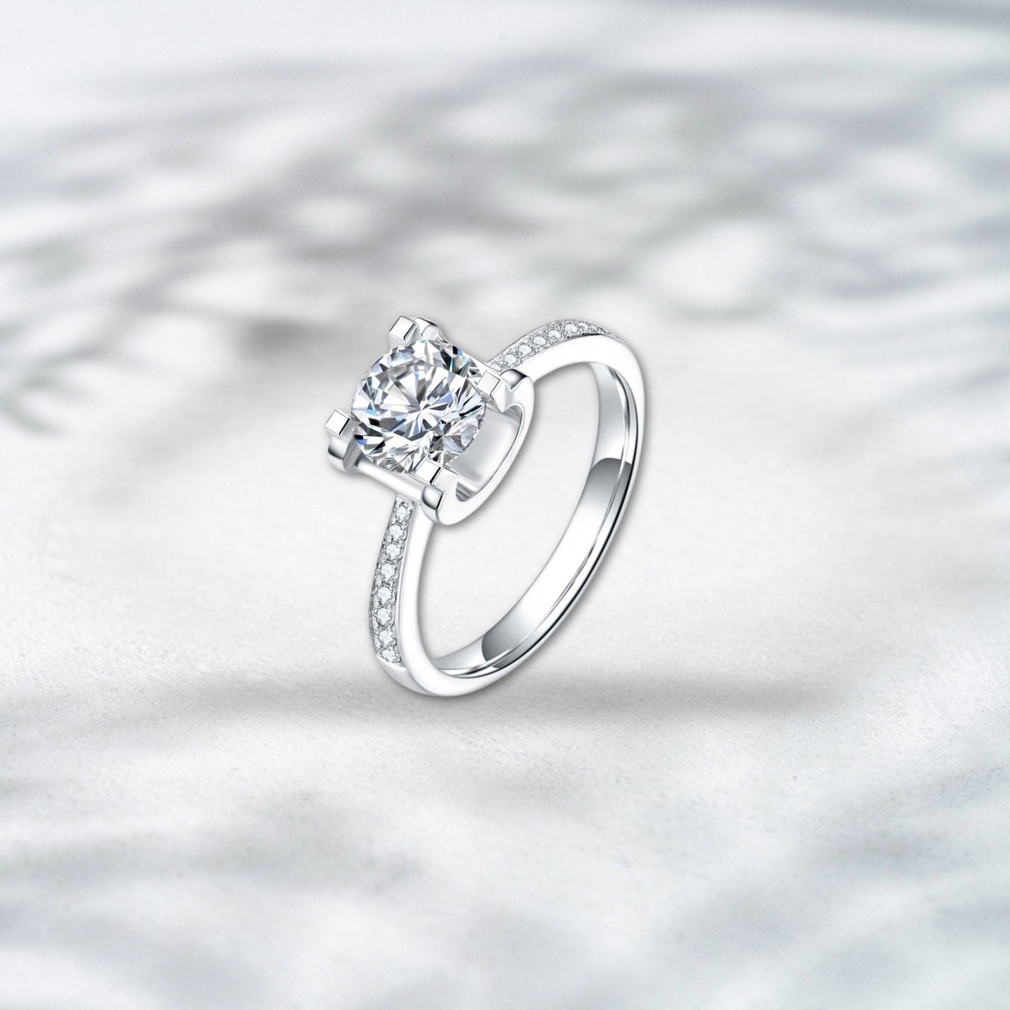 QOB Crescent Solitaire Ring – 1.26ct Lab Diamond in 18K White Gold
