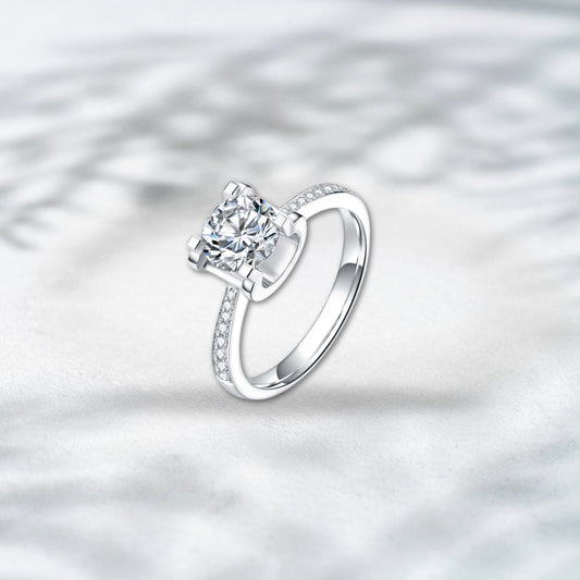 QOB Crescent Solitaire Ring – 1.26ct Lab Diamond in 18K White Gold