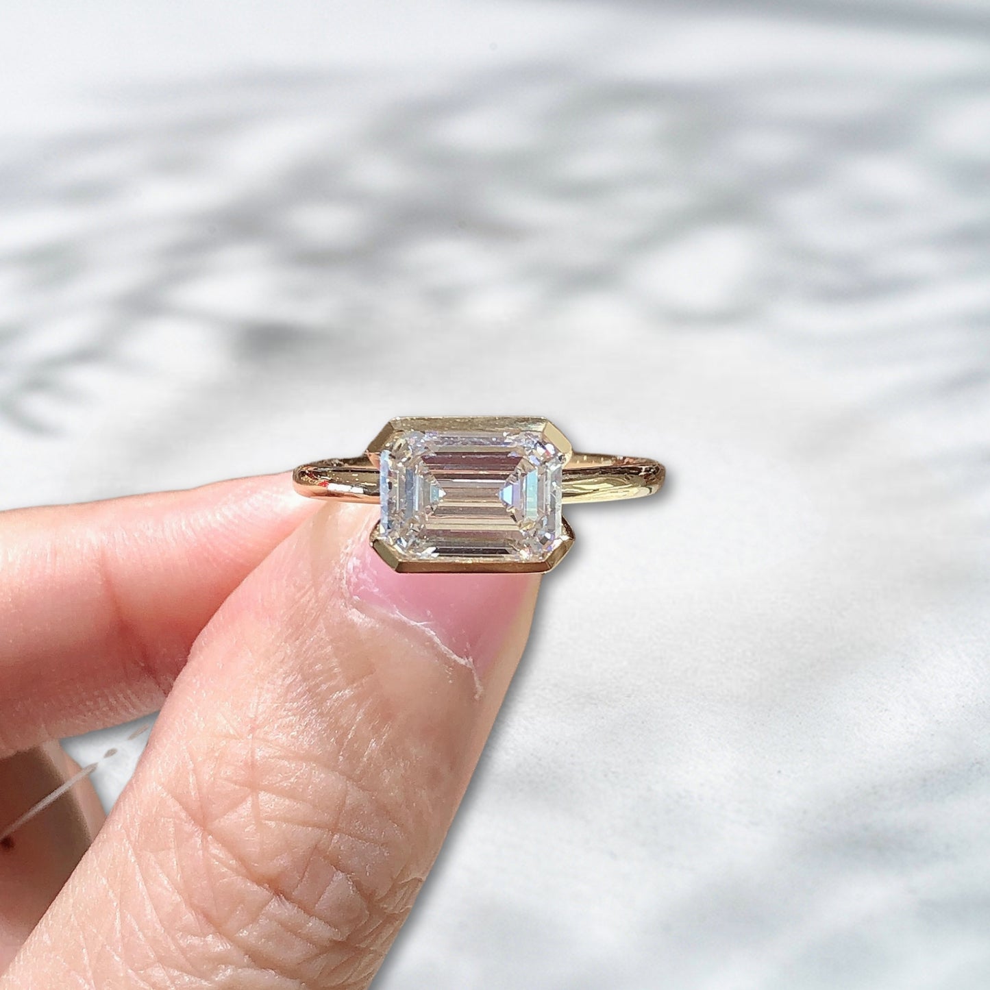 QOB Regalia Edge – 2.03ct Emerald-Cut Lab Diamond Ring in 18K Yellow Gold