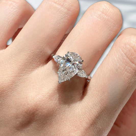 QOB Trinity Spark – 3.1ct Pear, Round & Marquise Lab Diamond Ring in PT950