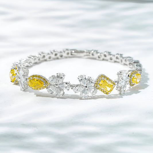 QOB “Solar Frost Garland” Lab Diamond Bracelet ~8.31 carats in Solid 18K White Gold