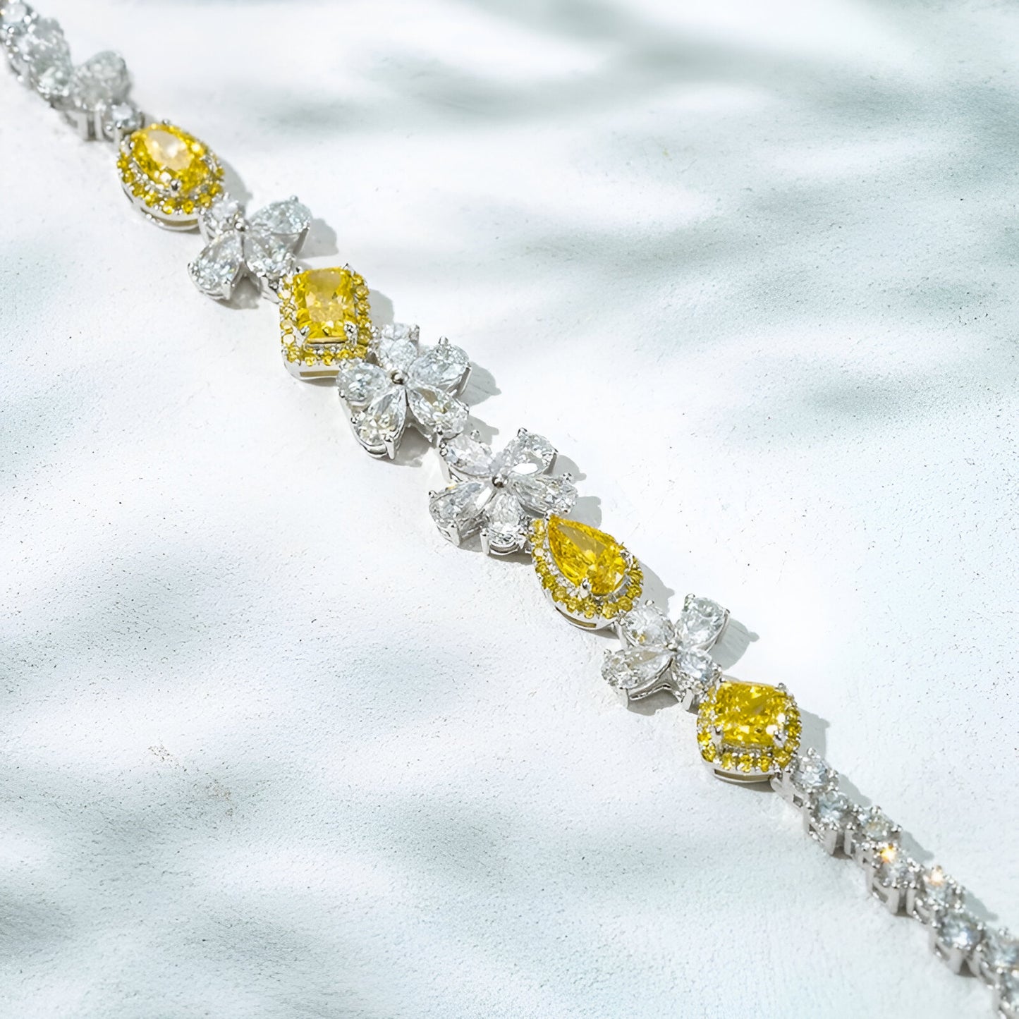 QOB “Solar Frost Garland” Lab Diamond Bracelet ~8.31 carats in Solid 18K White Gold