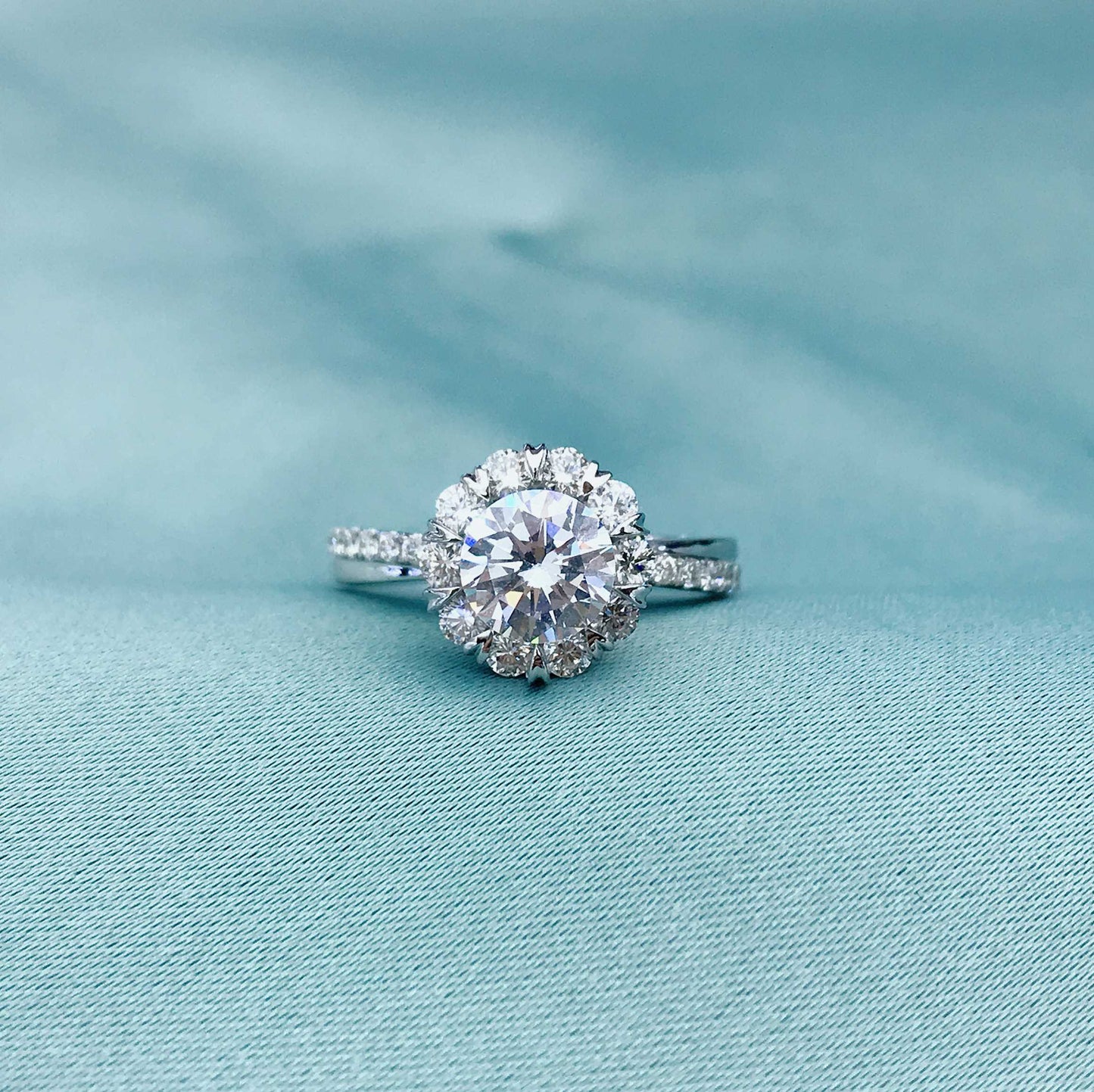 Ethereal Frost 2ct Lab Diamond Pavé Engagement Ring in 18K Gold