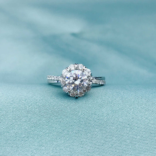 Ethereal Frost 2ct Lab Diamond Pavé Engagement Ring in 18K Gold