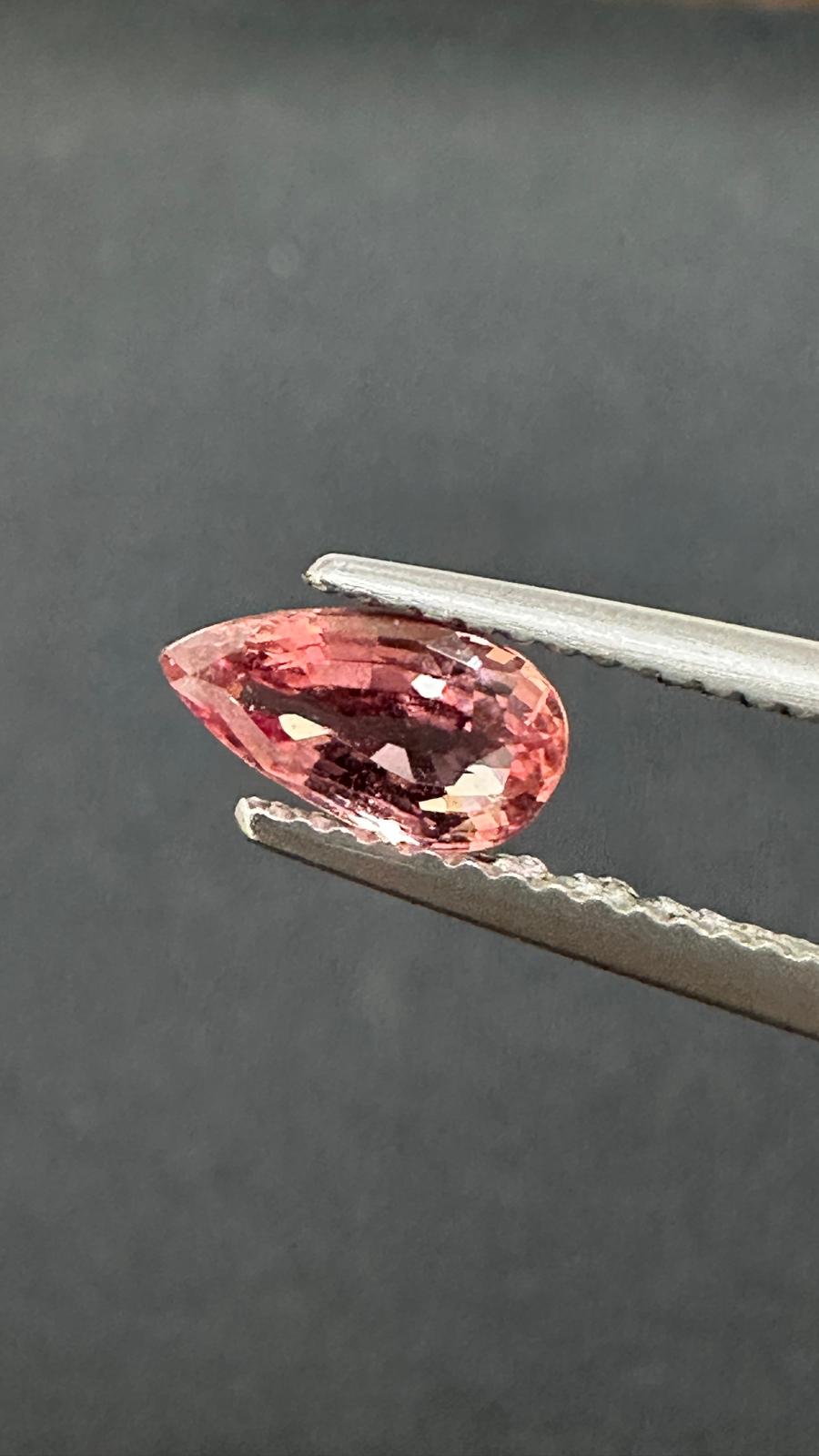 1.02 ct Natural Unheated Padparadscha Sapphire (Guild Certified) – Pear Cut, Pinkish Orange