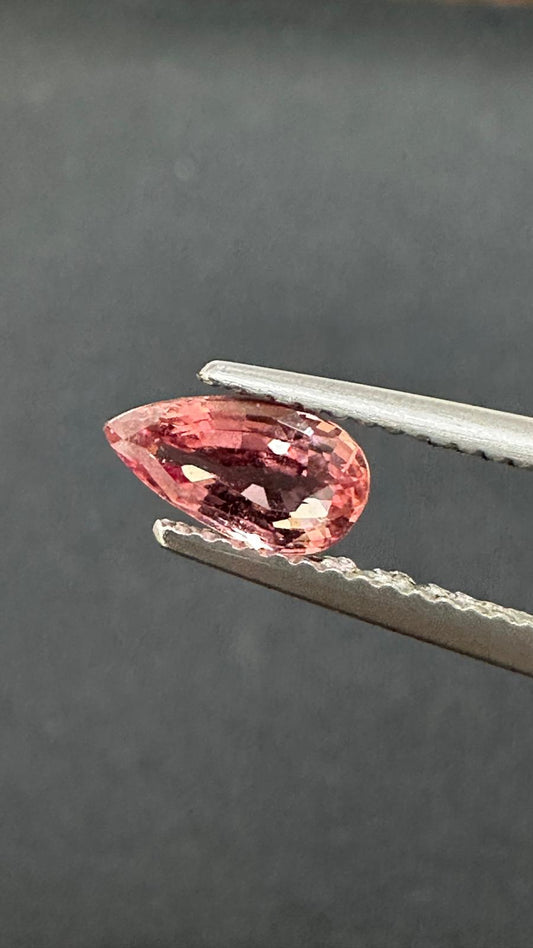 1.02 ct Natural Unheated Padparadscha Sapphire (Guild Certified) – Pear Cut, Pinkish Orange