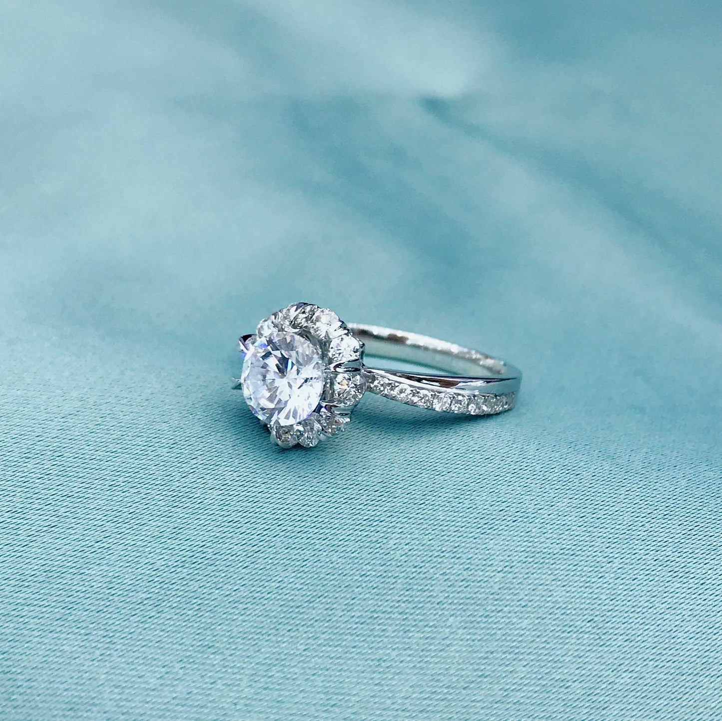 Ethereal Frost 2ct Lab Diamond Pavé Engagement Ring in 18K Gold