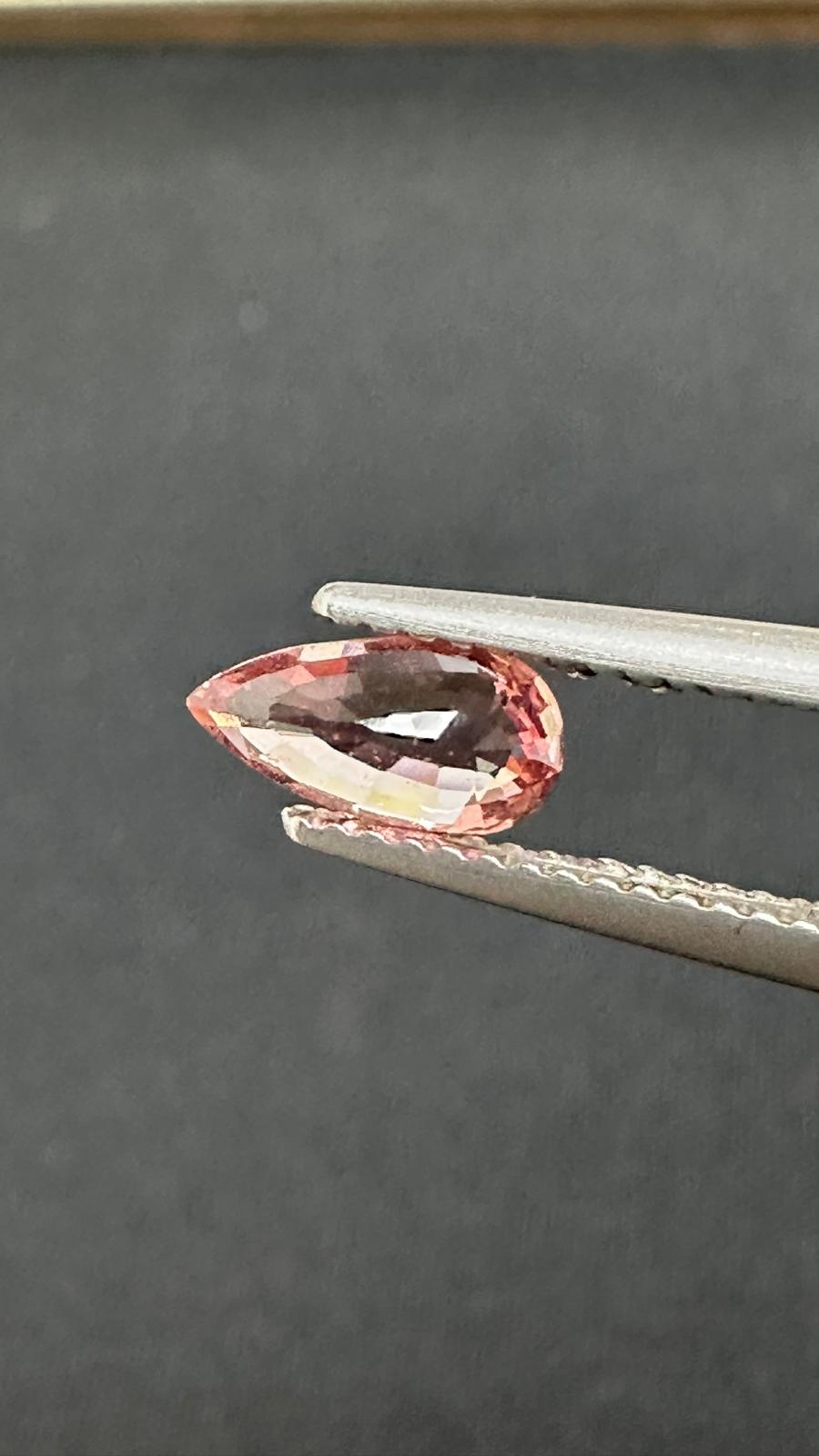 1.02 ct Natural Unheated Padparadscha Sapphire (Guild Certified) – Pear Cut, Pinkish Orange