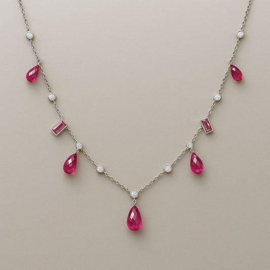 Scarlet Whisper Necklace – Red Gem & Diamond White Gold Necklace | QOB Jewelry