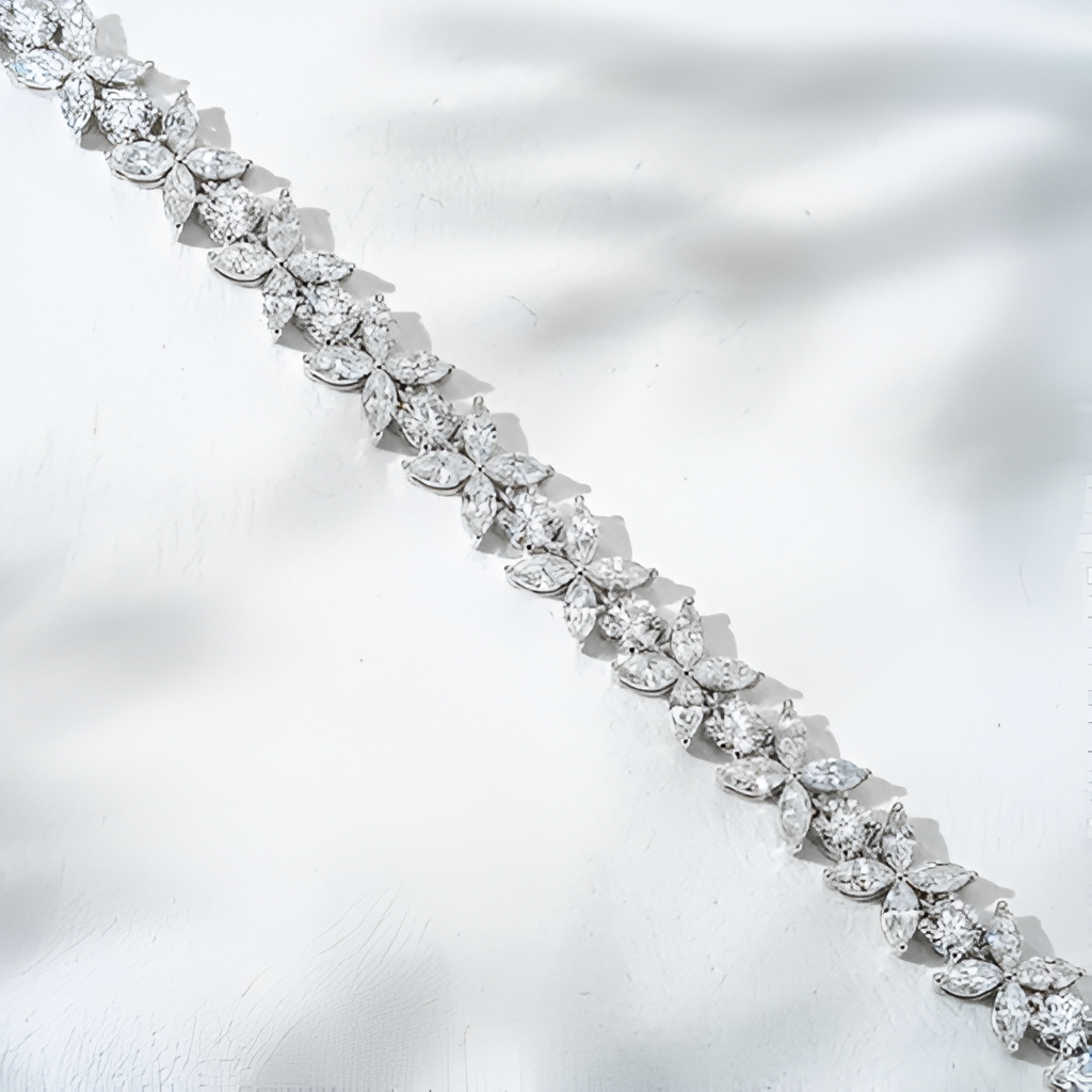 QOB “Royal Garland” Lab Diamond Bracelet ~14.68 carats in Solid 18K Gold