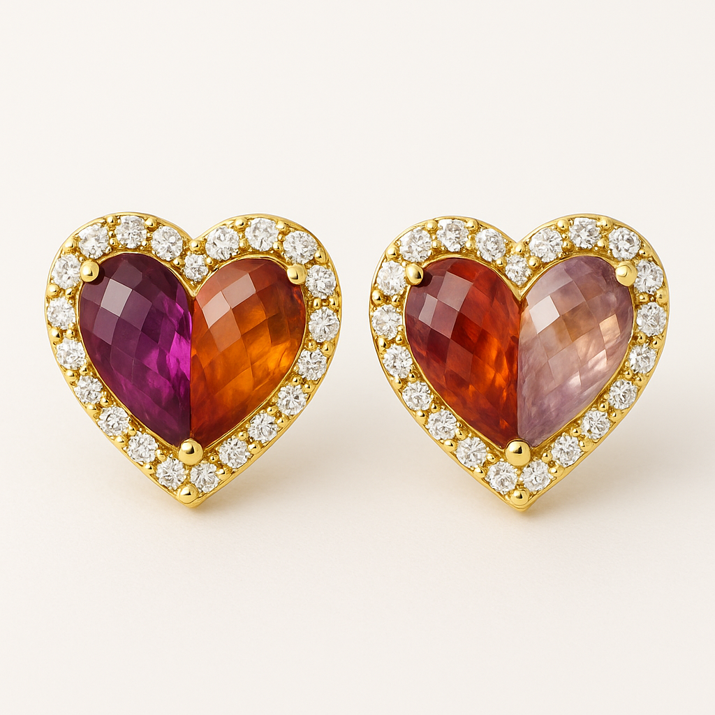 Heartfelt Bloom Earrings – Unheated Fancy Sapphires & Lab Diamonds in 18K Gold