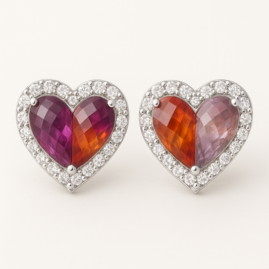 Heartfelt Bloom Earrings – Unheated Fancy Sapphires & Lab Diamonds in 18K Gold