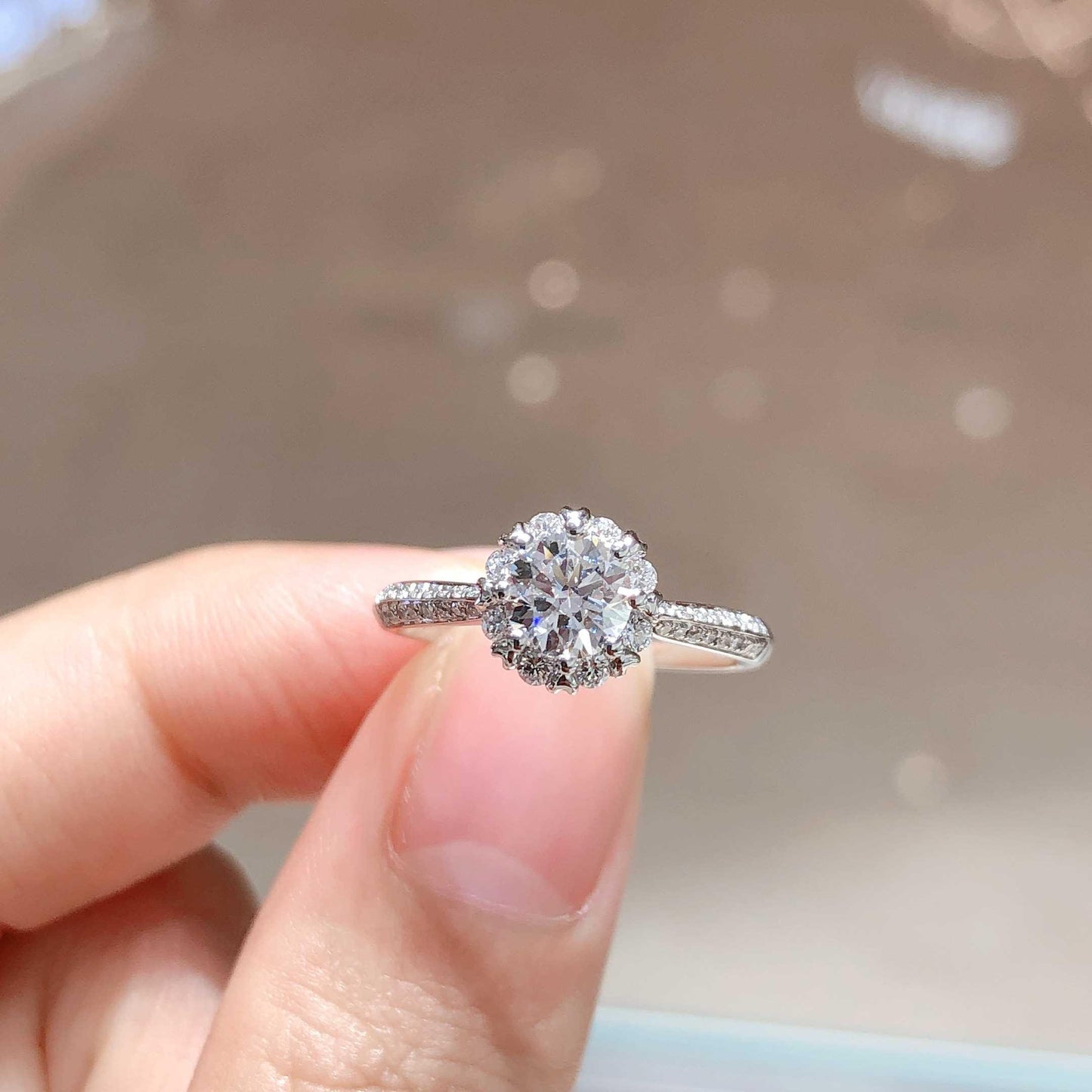 QOB Hello Halo Ring | 2.05ct Lab Diamond in 18K White Gold