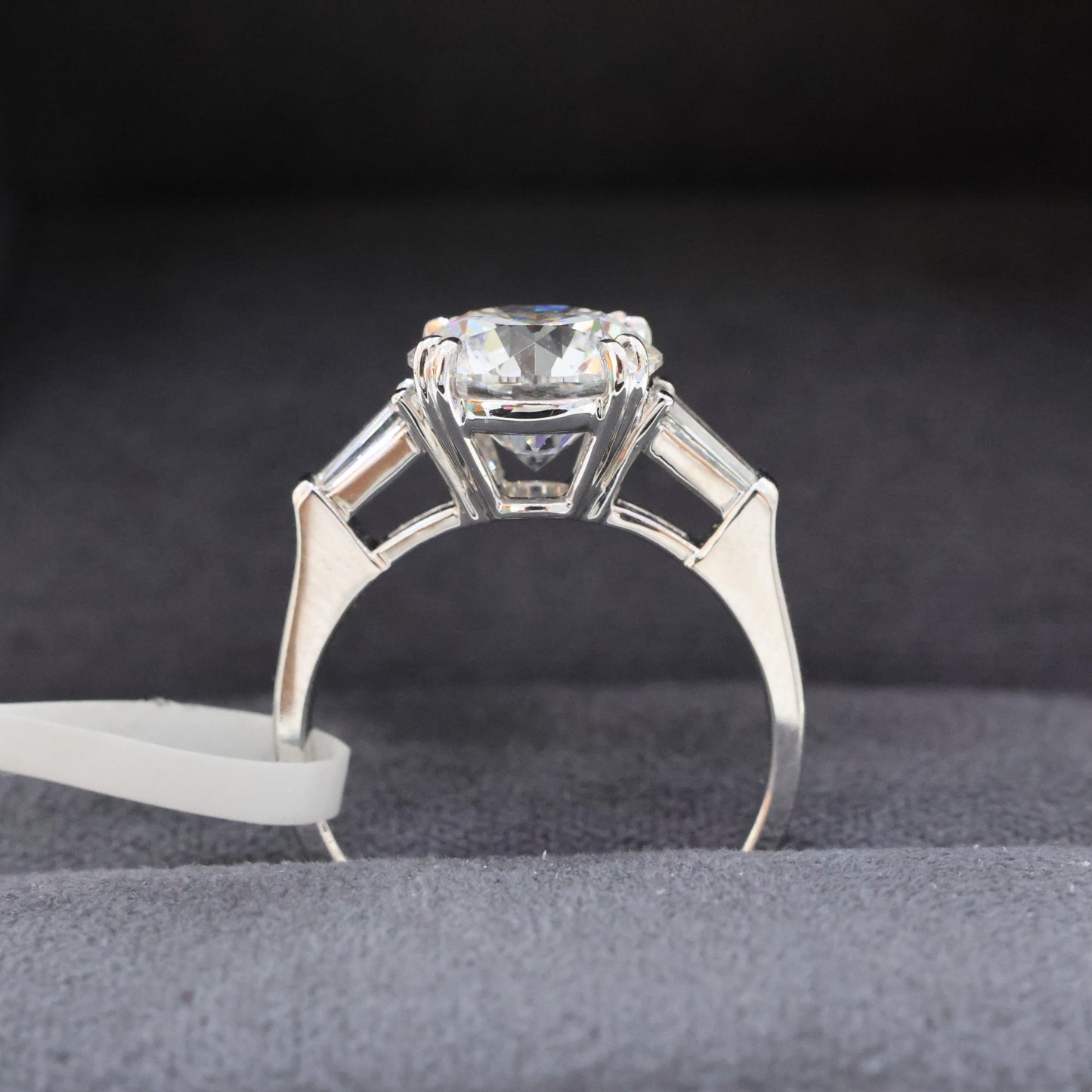QOB Eternal Crest – 3.26ct Round Three-Stone Lab Diamond Ring in 18K Gold