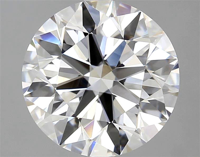 Close-up of a round diamond with a gray background